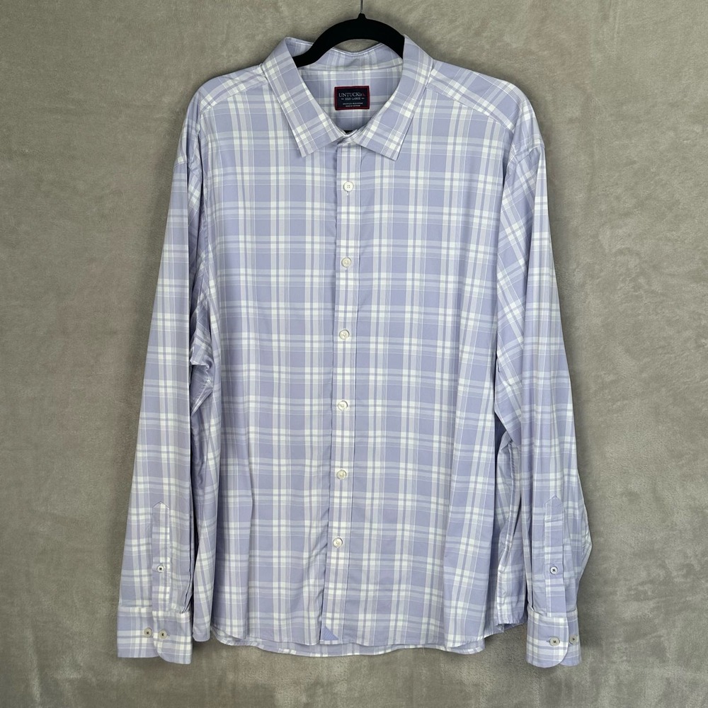 Untuckit Shirt Mens XXX Large Purple Plaid Button Down Long Sleeve Casual Career